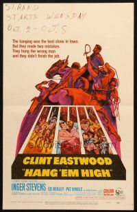5b659 HANG 'EM HIGH WC '68 Clint Eastwood, they hung the wrong man, cool art by Sandy Kossin!