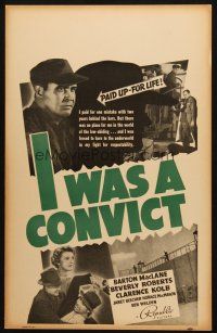 5b686 I WAS A CONVICT WC '39 Barton MacLane paid for one mistake with 2 years behind bars!