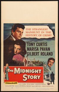5b764 MIDNIGHT STORY WC '57 Tony Curtis in the strangest San Francisco manhunt in crime's history!
