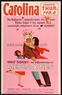 5b767 MISADVENTURES OF MERLIN JONES WC '64 Disney, wacky art of Annette Funicello, Kirk & chimp!