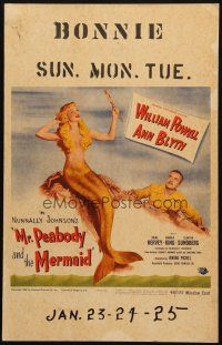 5b774 MR. PEABODY & THE MERMAID WC '48 great image of William Powell & mermaid Ann Blyth!