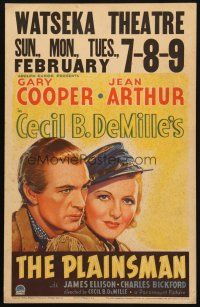 5b816 PLAINSMAN WC '36 great close up art of Gary Cooper & Jean Arthur, Cecil B. DeMille