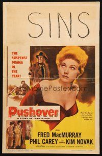 5b825 PUSHOVER WC '54 meet sexiest Kim Novak, who is what the boys have been waiting for!