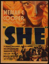 5b872 SHE WC '35 art of Helen Gahagan, directed by Irving Pichel, H. Rider Haggard, ultra rare!