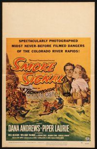 5b884 SMOKE SIGNAL WC '55 Dana Andrews & Piper Laurie flee through Indian territory!