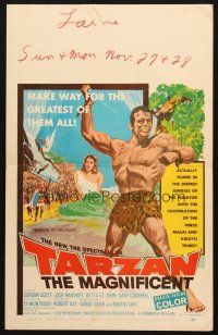 5b917 TARZAN THE MAGNIFICENT WC '60 artwork of barechested Gordon Scott, the greatest of them all!