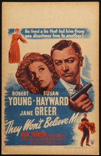 5b928 THEY WON'T BELIEVE ME WC '47 Susan Hayward, Robert Young, Jane Greer, Irving Pichel noir!