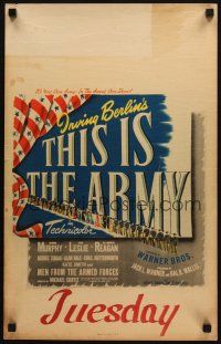 5b932 THIS IS THE ARMY WC '43 Irving Berlin musical, Lt. Ronald Reagan, cool patriotic design!