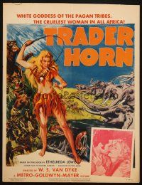 5b955 TRADER HORN WC R53 W.S. Van Dyke, cool art of big game hunters & elephants!