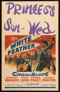 5b976 WHITE FEATHER WC '55 art of Robert Wagner & Native American Debra Paget!