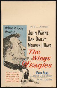5b984 WINGS OF EAGLES WC '57 great art of Air Force pilot John Wayne, sexy Maureen O'Hara!