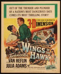 5b985 WINGS OF THE HAWK WC '53 art of Van Heflin grabbing Julia Adams, directed by Budd Boetticher!