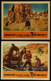 5c862 7 MEN FROM NOW 2 LCs '56 Budd Boetticher, cowboy Randolph Scott, Gail Russell & cool horses!