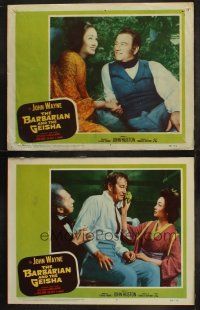 5c868 BARBARIAN & THE GEISHA 2 LCs '58 directed by John Huston, images of John Wayne & Eiko Ando!