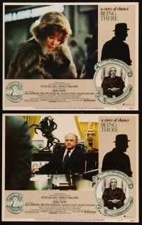 5c871 BEING THERE 2 LCs '80 close ups of Shirley MacLaine, Jack Warden, Peter Sellers in chair!