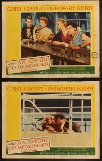 5c785 AFFAIR TO REMEMBER 3 LCs '57 romantic images of Cary Grant kissing Deborah Kerr & at bar!