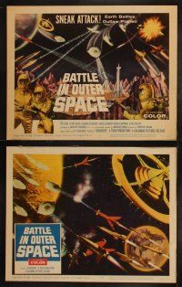 5c073 BATTLE IN OUTER SPACE 8 LCs '60 Uchu Daisenso, Toho sci-fi, space declares war on Earth!