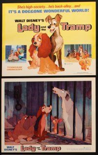 5c028 LADY & THE TRAMP 9 LCs R72 Walt Disney romantic canine dog classic cartoon!