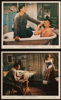 5d234 ARTISTS & MODELS 2 color 8x10 stills '55 Dean Martin & Jerry Lewis in bath tub, Ekberg