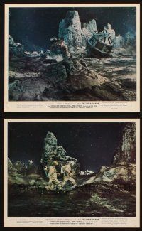 5d244 FIRST MEN IN THE MOON 2 color 8x10 stills '64 Ray Harryhausen, special effects, H.G. Wells!