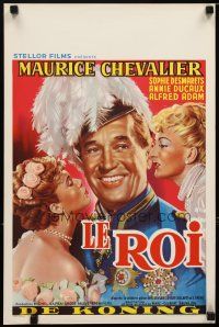 5e421 ROYAL AFFAIR Belgian '50 Marc-Glibert Sauvajon's Le roi, great art of Maurice Chevalier!
