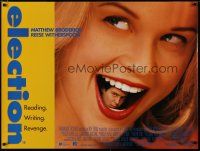 5e771 ELECTION DS British quad '99 wild image of Matthew Broderick in Reese Witherspoon's mouth!