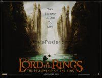 5e809 LORD OF THE RINGS: THE FELLOWSHIP OF THE RING teaser British quad '01 Tolkien, Argonath!