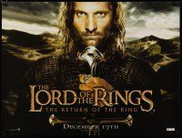 5e810 LORD OF THE RINGS: THE RETURN OF THE KING teaser British quad '03 Viggo Mortensen as Aragorn!