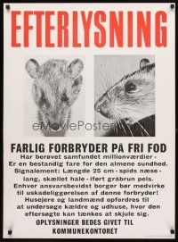 5e663 EFTERLYSNING Danish '60s cool wanted poster design & images of rat!