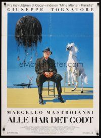 5e668 EVERYBODY'S FINE Danish '90 Michele Morgan, McGinnis art of Marcello Mastroianni & horse!