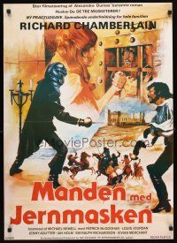 5e695 MAN IN THE IRON MASK Danish '76 Richard Chamberlain, artwork of masked fencer & cast!