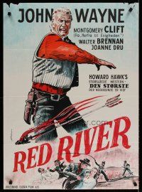 5e715 RED RIVER Danish R60s great artwork of John Wayne, Montgomery Clift, Howard Hawks