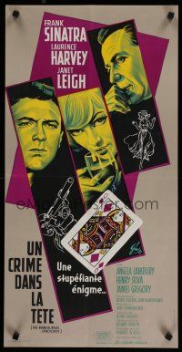 5e445 MANCHURIAN CANDIDATE French '62 cool Grinsson art of Frank Sinatra, Harvey & Leigh!