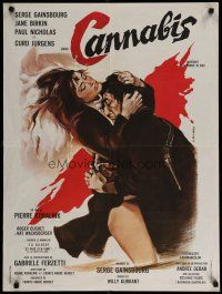 5e453 CANNABIS French 23x32 '70 art of Gainsbourg & sexy Jane Birkin in marijuana drug movie!