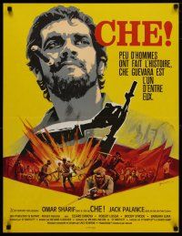 5e455 CHE French 23x32 '69 cool different Grinsson art of Omar Sharif as Guevara!