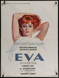 5e460 EVA French 23x32 '62 Joseph Losey, art of sexy redhead Jeanne Moreau in bed!