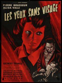 5e461 EYES WITHOUT A FACE French 23x32 '62 Les Yeux Sans Visage, different art by Jean Mascii!