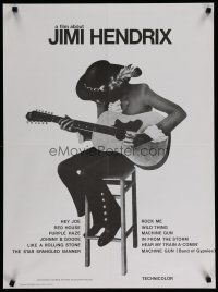 5e467 JIMI HENDRIX French 23x32 '74 cool art of the rock & roll guitar god playing on chair!