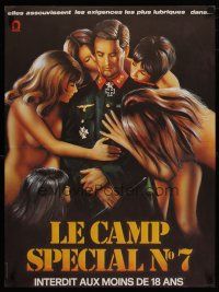 5e473 LOVE CAMP 7 French 23x32 '74 art of Nazi German soldier being seduced by women!