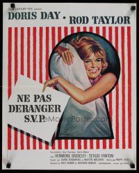 5e496 DO NOT DISTURB French 15x21 '65 great Grinsson art of pretty Doris Day in bed!