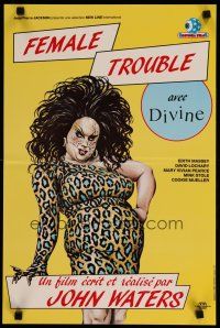 5e499 FEMALE TROUBLE video French 15x21 '84 John Waters, wild completely different art of Divine!