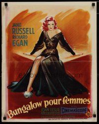 5e529 REVOLT OF MAMIE STOVER French 15x21 '56 great Grinsson artwork of super sexy Jane Russell!