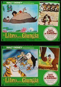 5e181 JUNGLE BOOK/MICKEY'S CHRISTMAS CAROL set of 8 Italian photobustas '83 Disney double-bill!