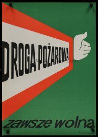 5e308 DROGA POZAROWA Polish 19x27 '76 cool Sliwka artwork of directing hand!
