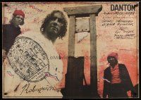 5e281 DANTON Polish 27x38 '83 Andrzej Wajda, wild art of Gerard Depardieu by Pagowski!