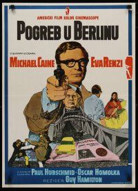 5e129 FUNERAL IN BERLIN Yugoslavian '67 Michael Caine pointing gun, directed by Guy Hamilton!