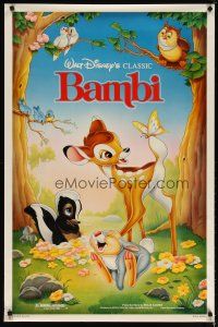 5f071 BAMBI 1sh R88 Walt Disney cartoon deer classic, great art with Thumper & Flower!