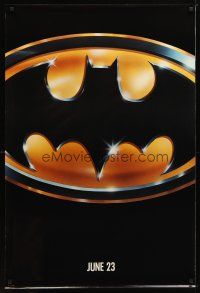 5f077 BATMAN glossy teaser 1sh '89 Michael Keaton, Jack Nicholson, directed by Tim Burton!