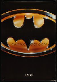 5f079 BATMAN matte teaser 1sh '89 directed by Tim Burton, cool image of Bat logo!