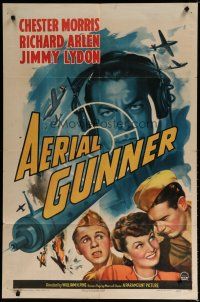 5h017 AERIAL GUNNER style A 1sh '43 Chester Morris, Richard Arlen, cool art of WWII turret gunner!